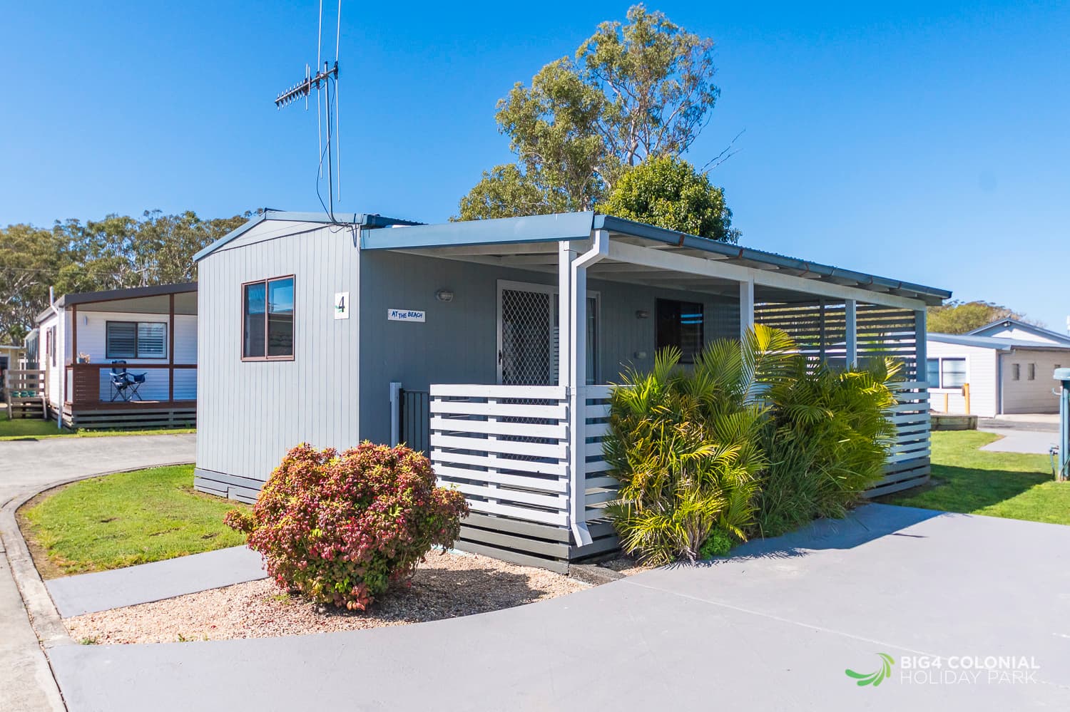 Exterior view of studio cabins. 