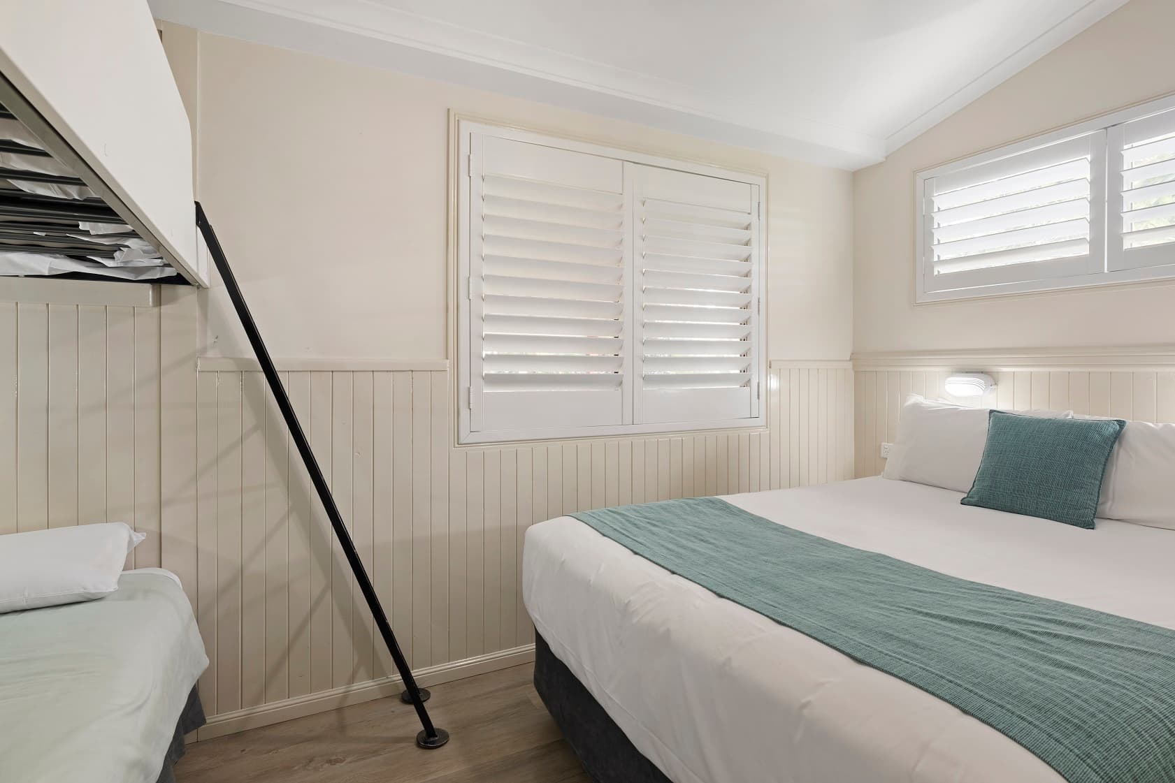 Holiday Cottage 2 Bedroom second bedroom double bed and single bunk bed