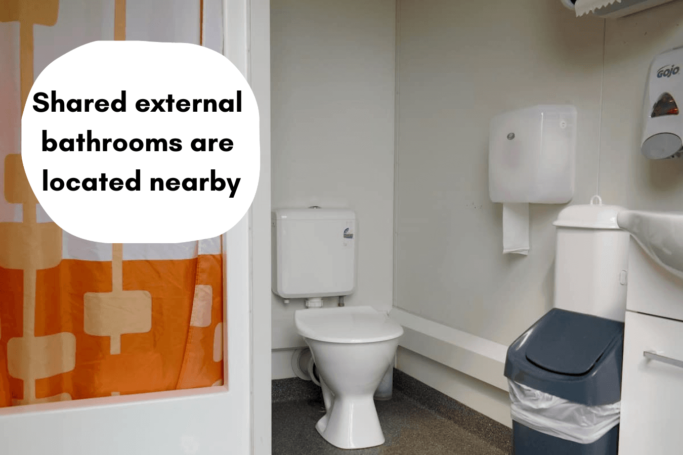 Shared external bathrooms located nearby