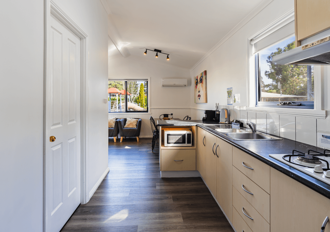 Superior 2 bed cabin with 2 bunks, large open plan kitchen and lounge room
