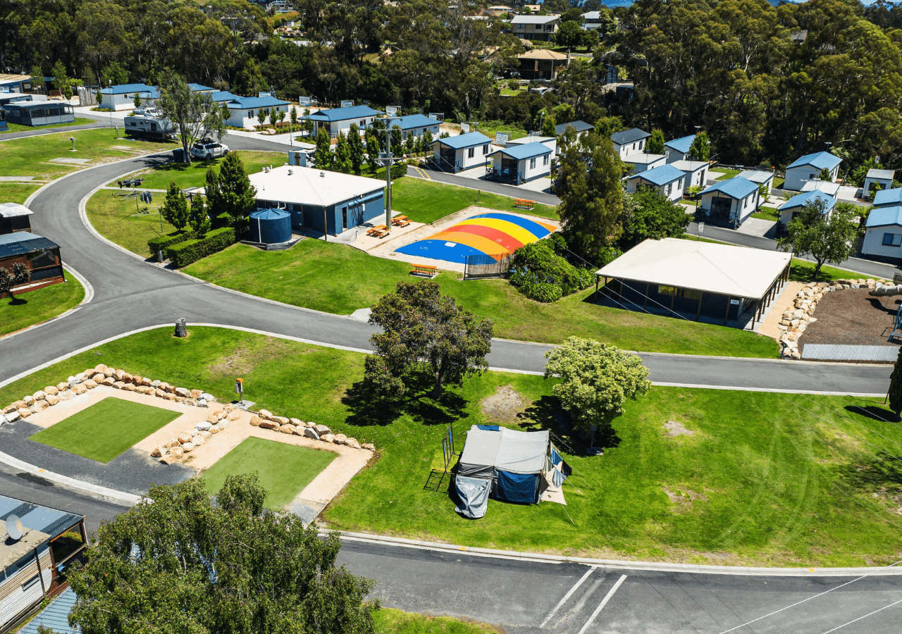 Powered grass sites close to amenities and kids play areas