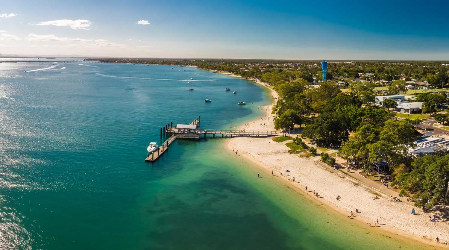 Bongaree Jetty,  on Bribie Island looking out to Pumicestone passage.