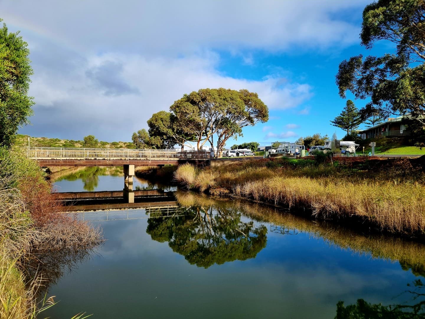 A view of BIG4 Normanville Jetty from the river