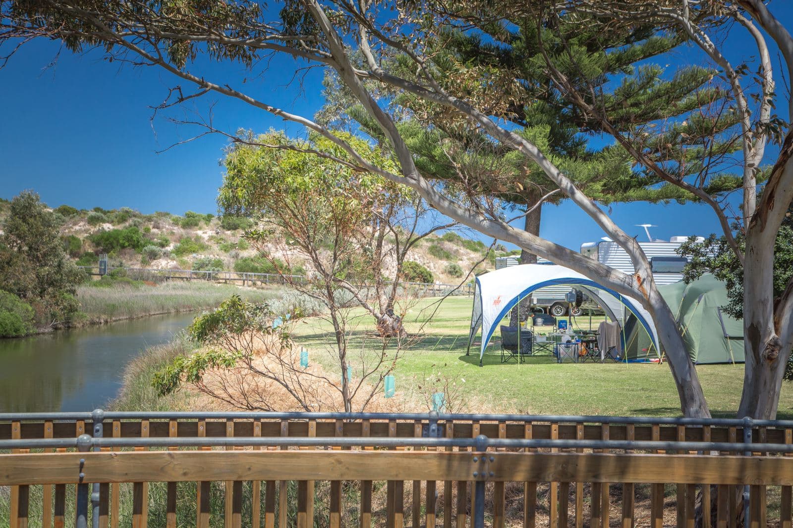 Unpowered site on the river at BIG4 Normanville Jetty