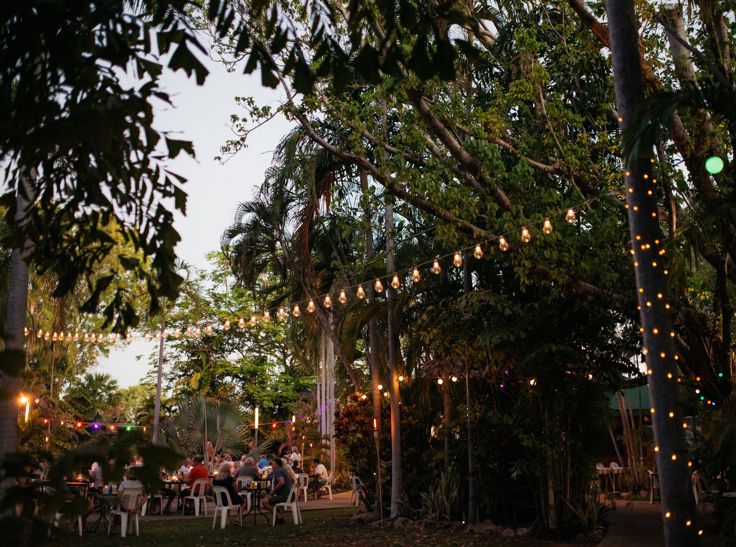 Under the fairy lights at seasonal Fig Tree Bistro at BIG4 Breeze Holiday Parks - Katherine